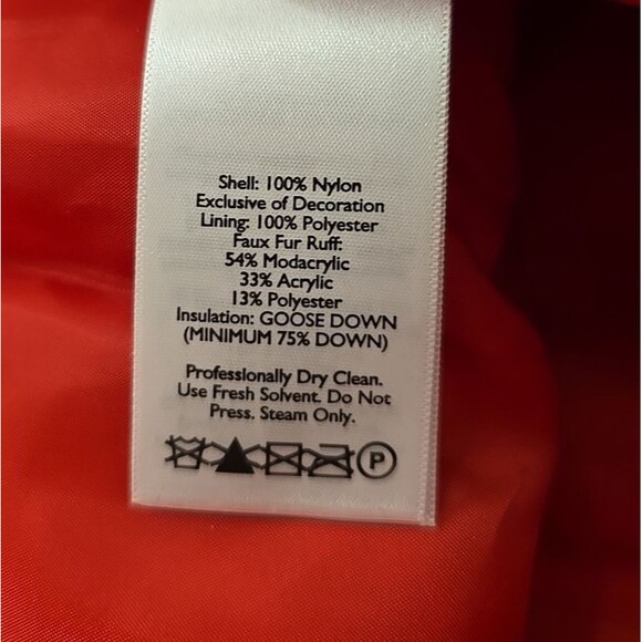 Eddie Bauer Premium Goose Down Puffer Vest Womens XS Thick Red Faux Fur Trim - Picture 6 of 8